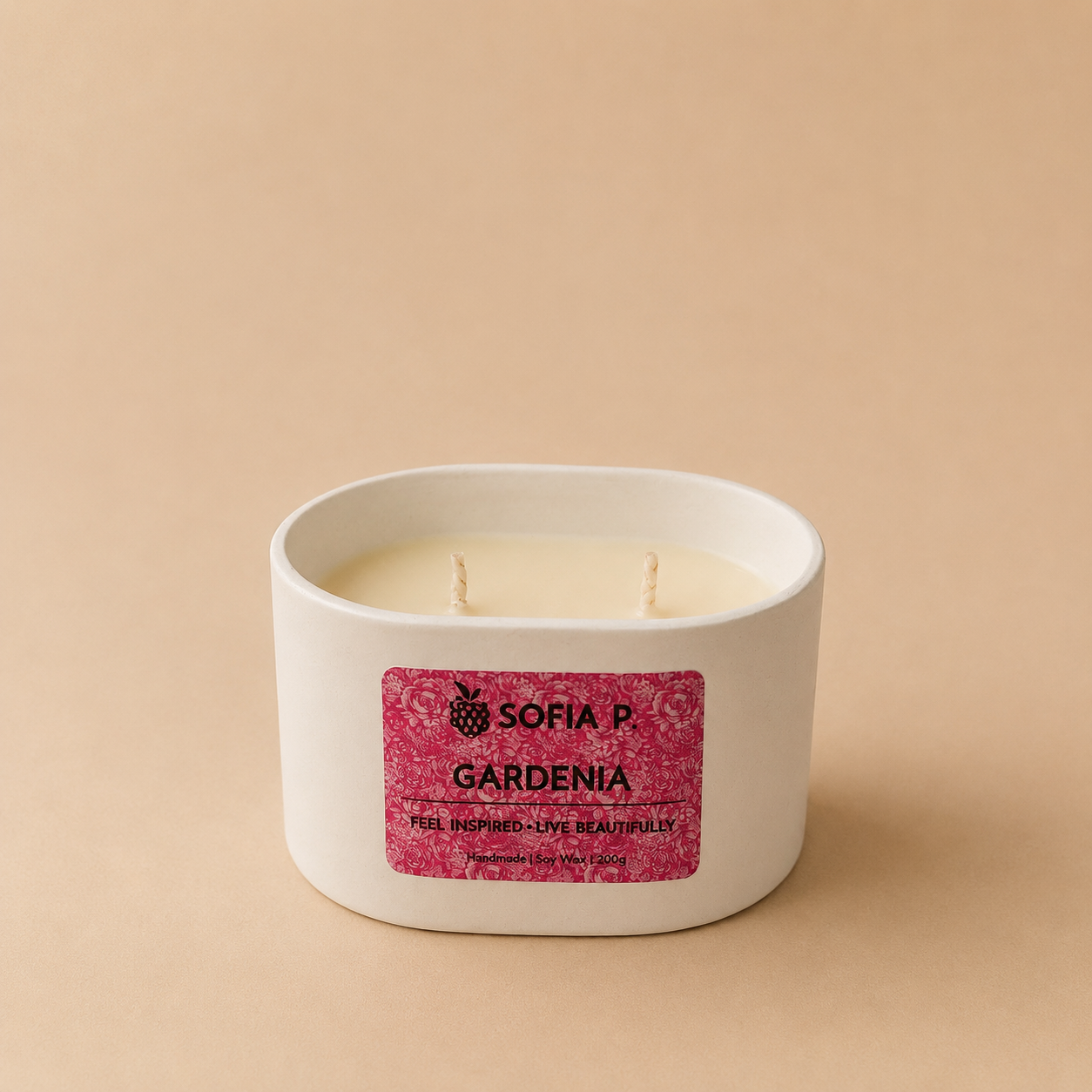 Candle Art "Gardenia" | 2-Wick | 200g | Brand "Sofia P."