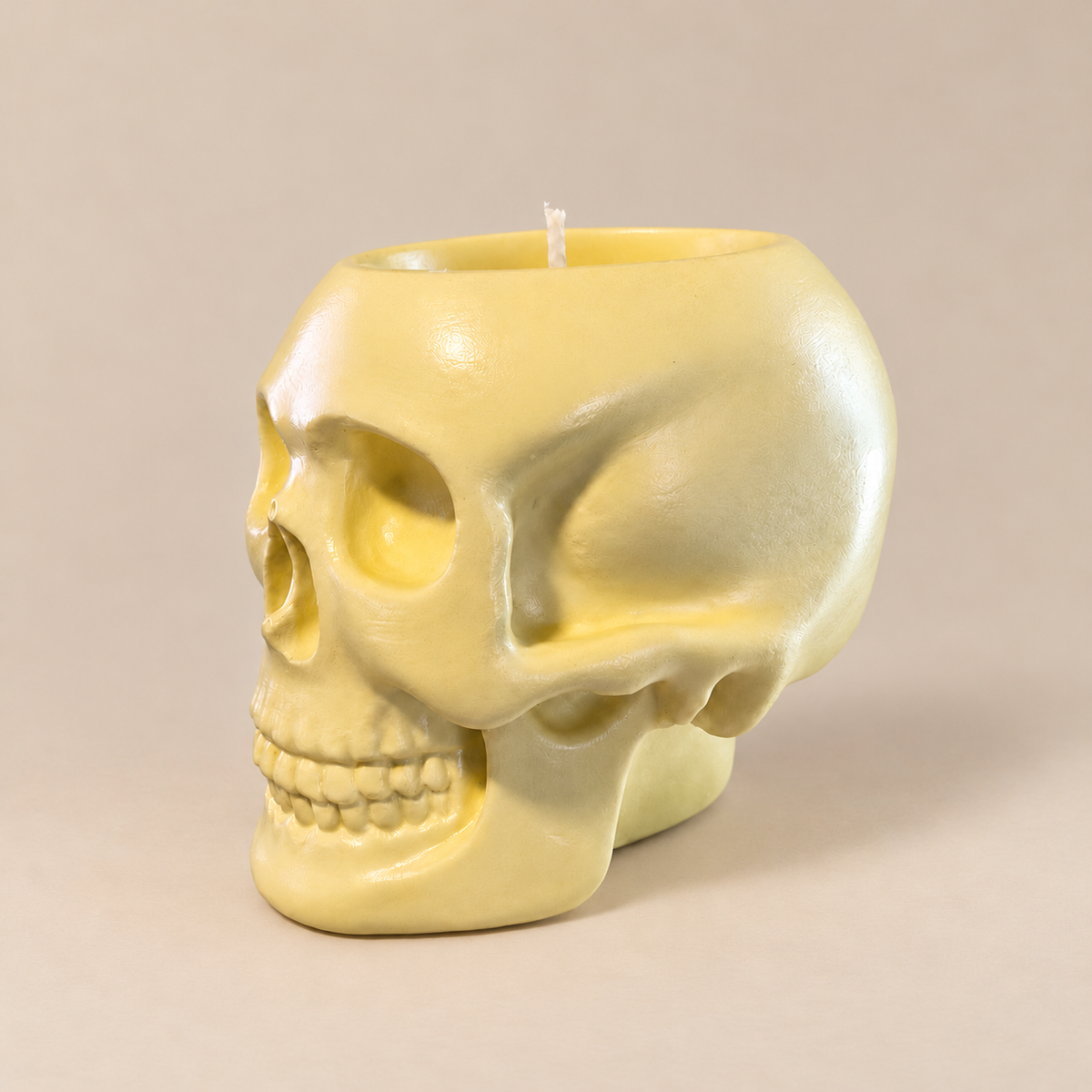 Skull Yellow Candle Plumeria | Handmade Decorative | 1-Wick | Brand "Sofia P."