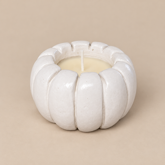 Pumpkin White Candle Plumeria | Handmade Decorative | 1-Wick | Brand "Sofia P."
