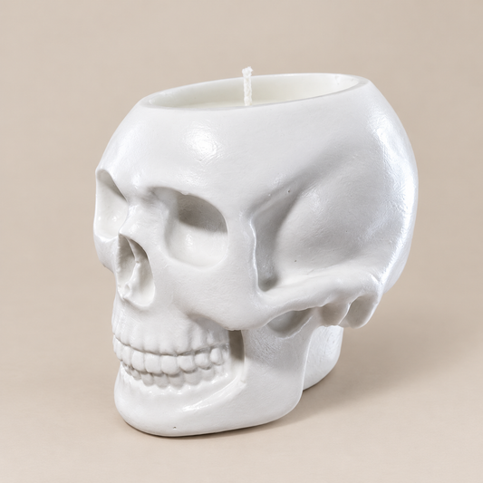 Skull White Candle Mountain Pine & Ginger | Handmade Decorative | 1-Wick | Brand "Sofia P."