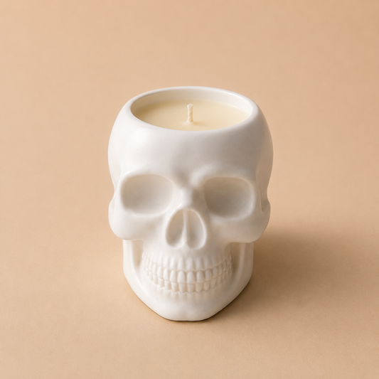 Candle Halloween Skull White Style - 1