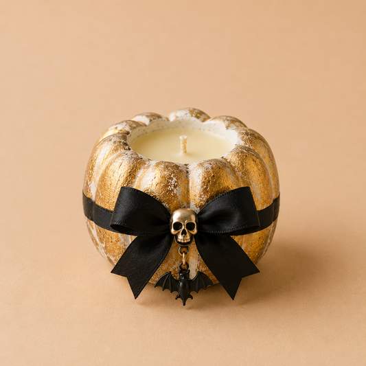 Candle Halloween Pumpkin White Gold Style - 1
