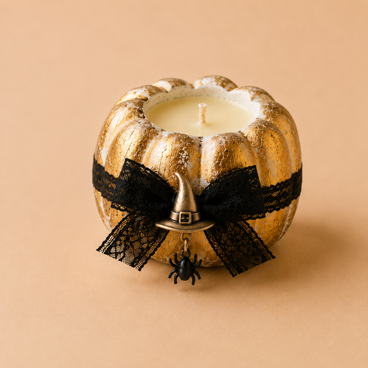 Candle Halloween Pumpkin White Gold Style - 2