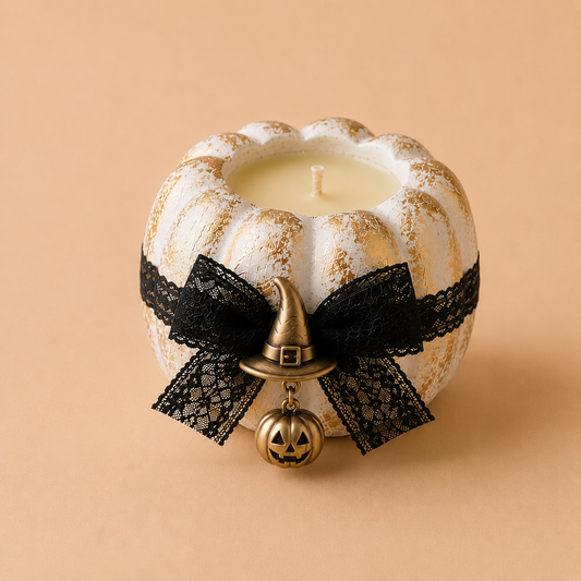 Candle Halloween Pumpkin White Gold Style - 3