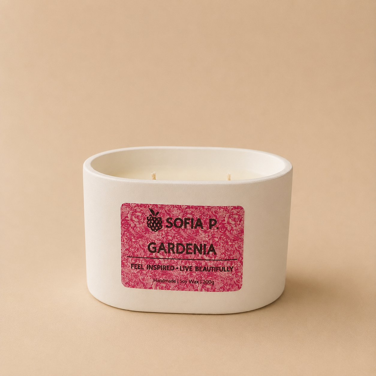 Candle Art "Gardenia" | 2-Wick | 200g | Brand "Sofia P."