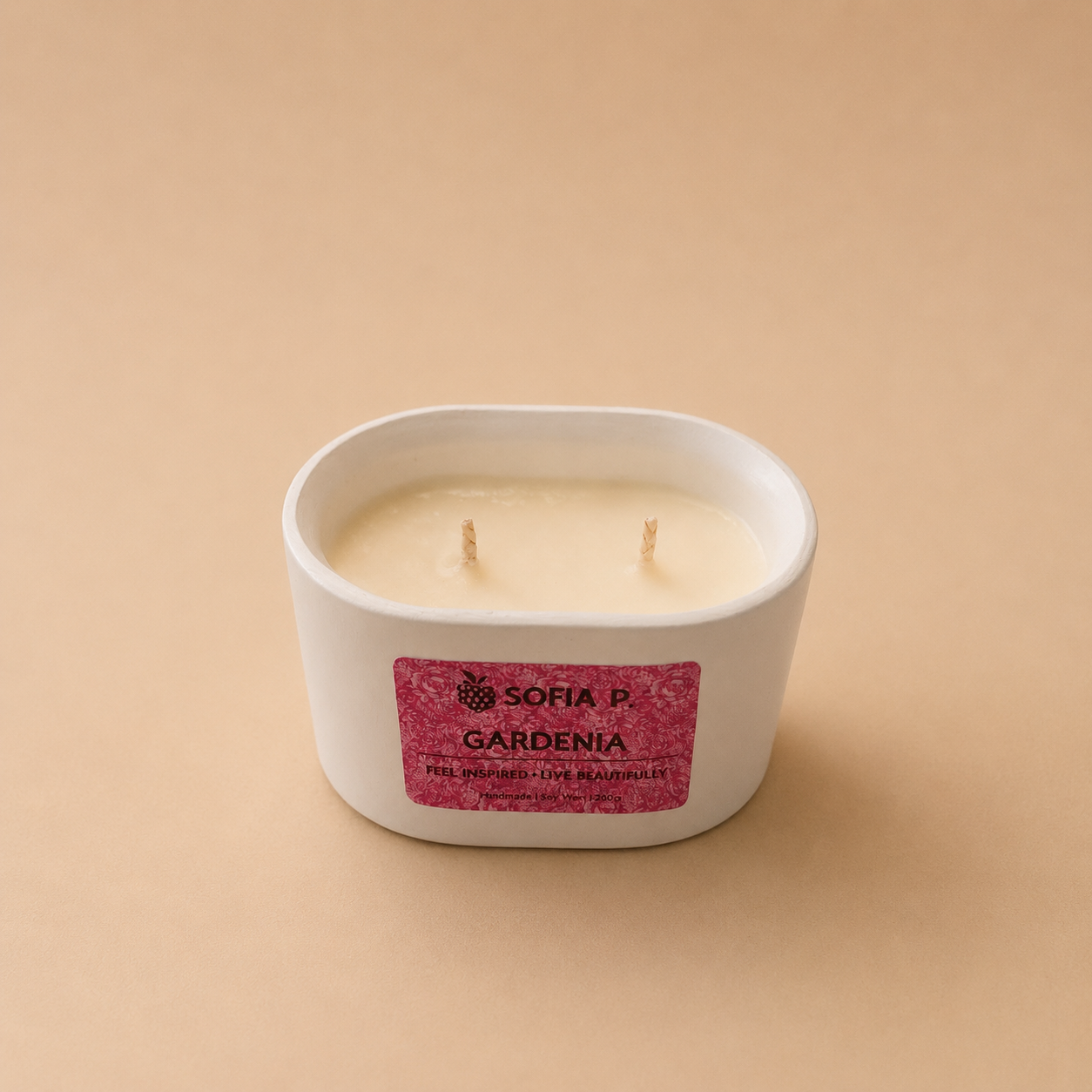 Candle Art "Gardenia" | 2-Wick | 200g | Brand "Sofia P."
