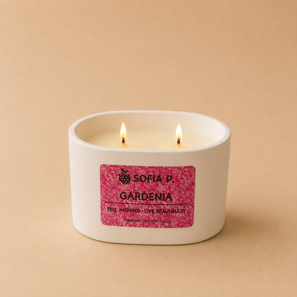 Candle Art "Gardenia" | 2-Wick | 200g | Brand "Sofia P."
