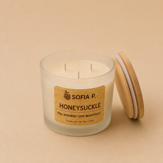 Candle "Honeysuckle" | 3-Wick | 380g | Brand "Sofia P."