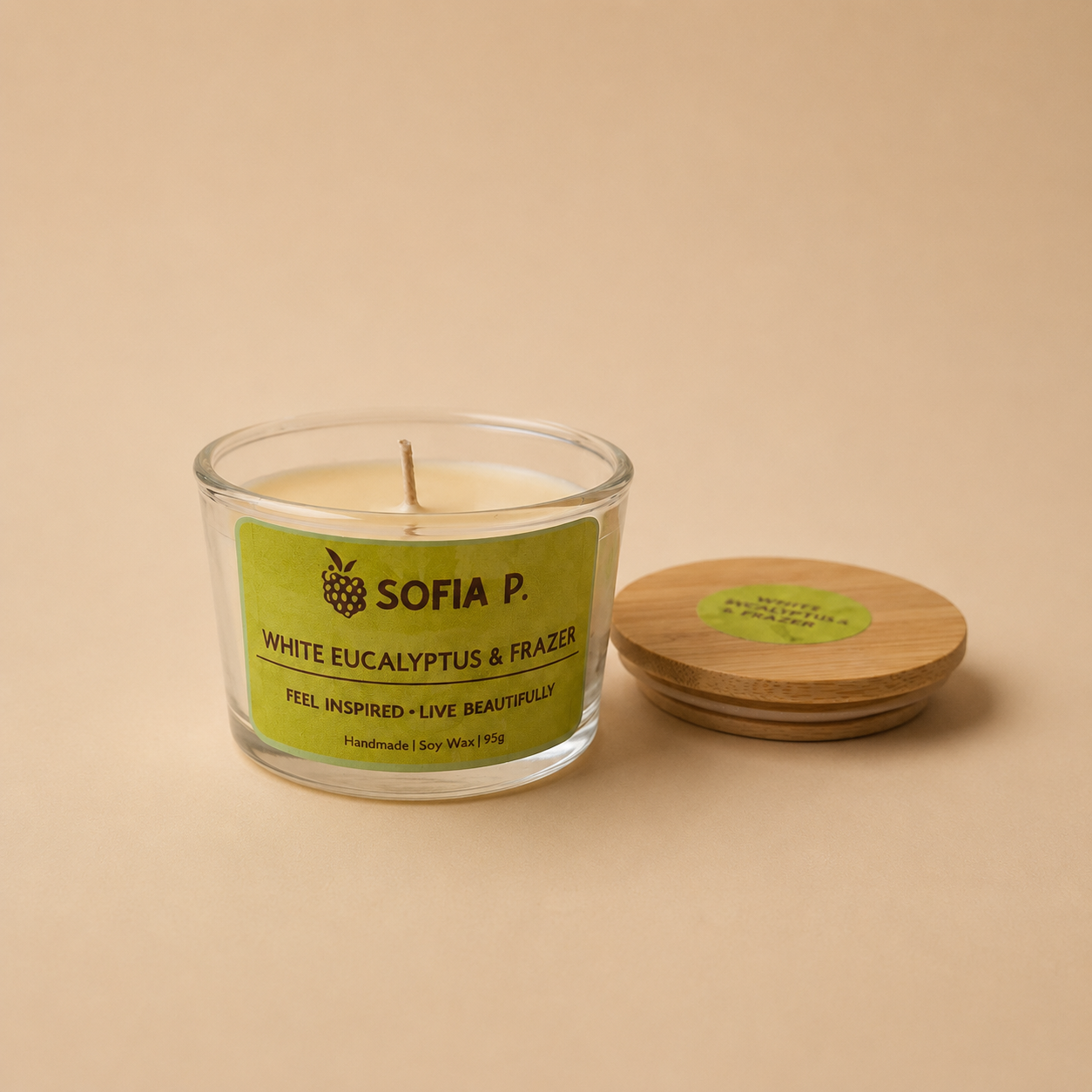 Candle "White Eucalyptus and Frazer" | 1-Wick | 95g | Brand "Sofia P."