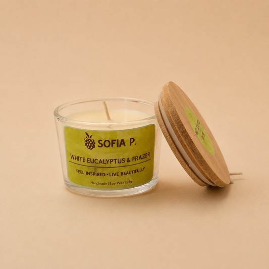 Candle "White Eucalyptus and Frazer" | 1-Wick | 95g | Brand "Sofia P."