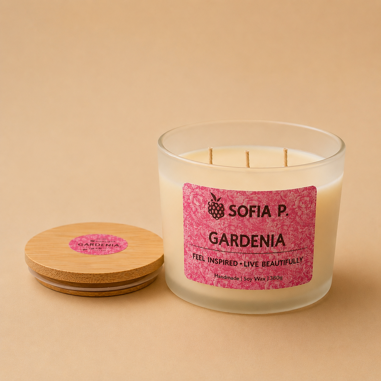 Candle "Gardenia" | 3-Wick | 360g | Brand "Sofia P."