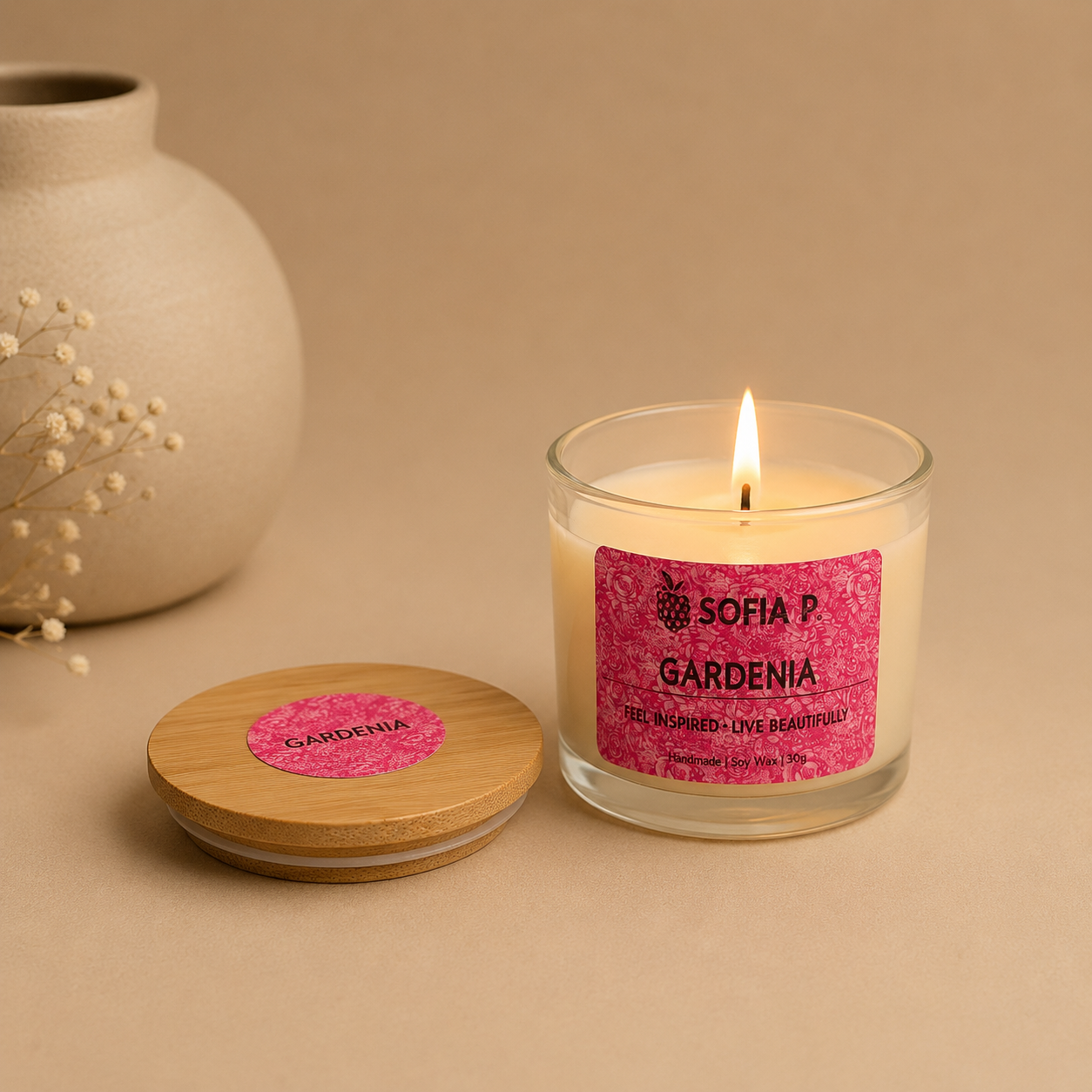 Candle "Gardenia" | 1-Wick | 95g | Brand "Sofia P."
