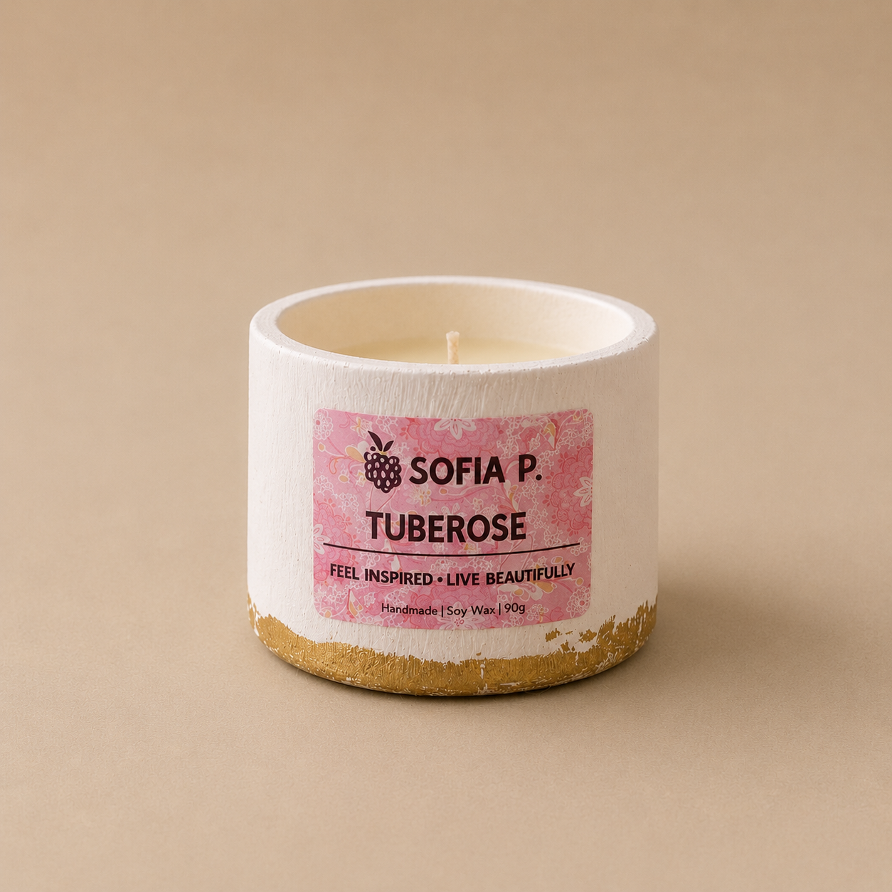 Candle Art "Tuberose" 24K | 1-Wick | 90g | Brand "Sofia P."