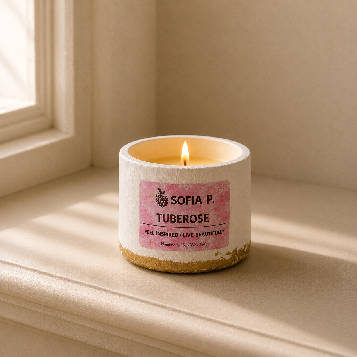 Candle Art "Tuberose" 24K | 1-Wick | 90g | Brand "Sofia P."