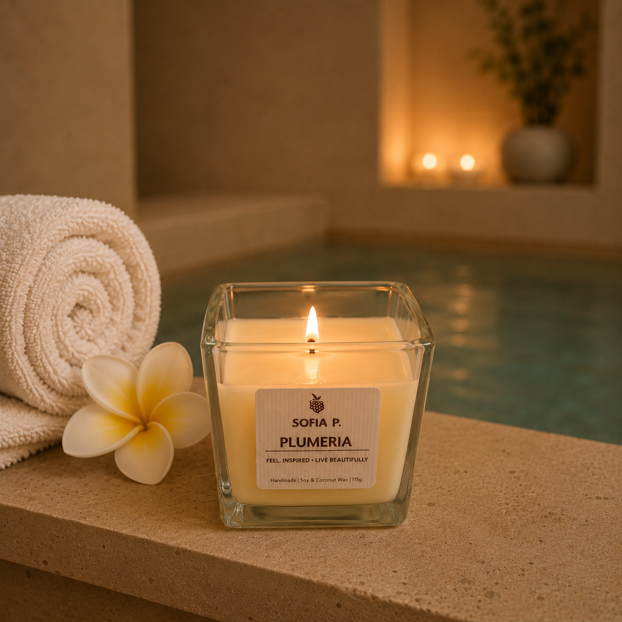 Candle "Plumeria" | 1-Wick | 115g | Brand "Sofia P."