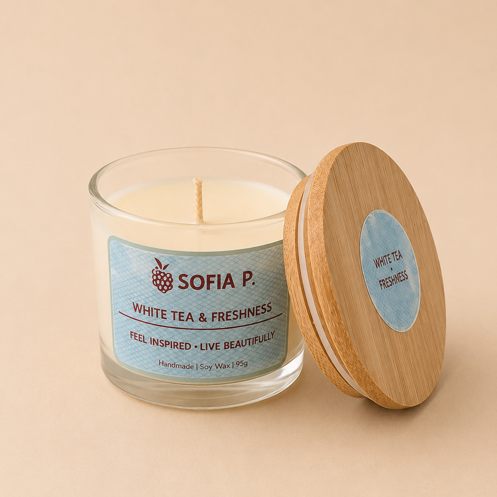 Candle "White Tea" | Soy Wax 1-Wick | 95g | Brand "Sofia P."