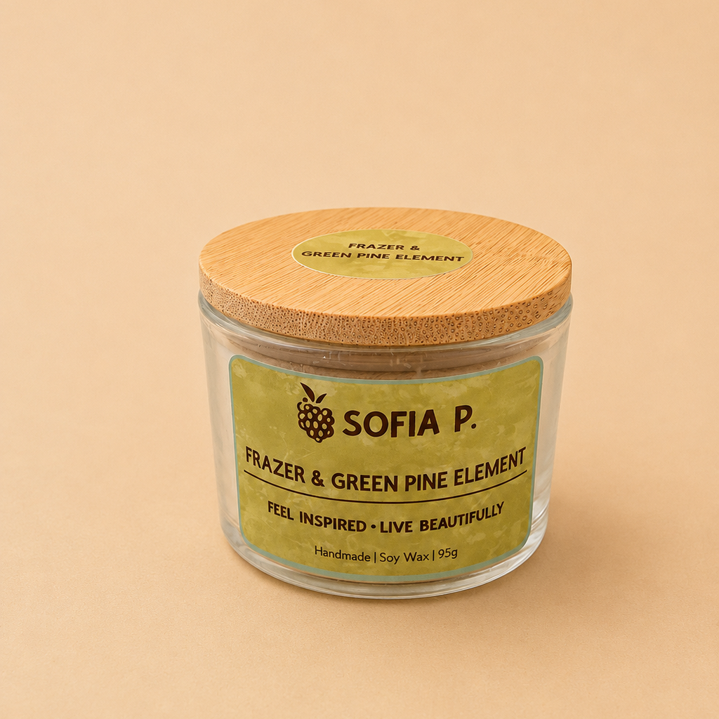 Candle "Frazer and Green Pine Element" | Soy Wax 1-Wick | 95g | Brand "Sofia P."