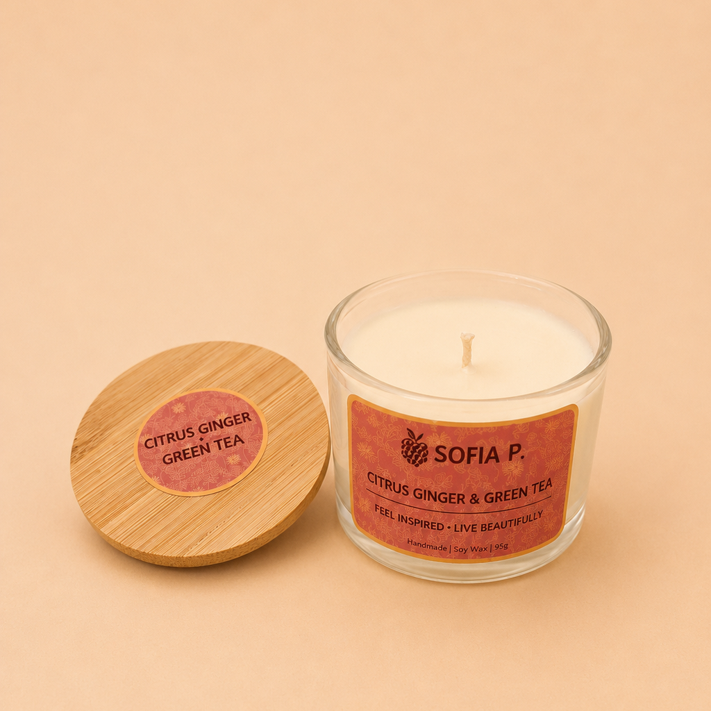 Candle "Citrus Ginger and Green Tea" | Soy Wax 1-Wick | 95g | Brand "Sofia P."