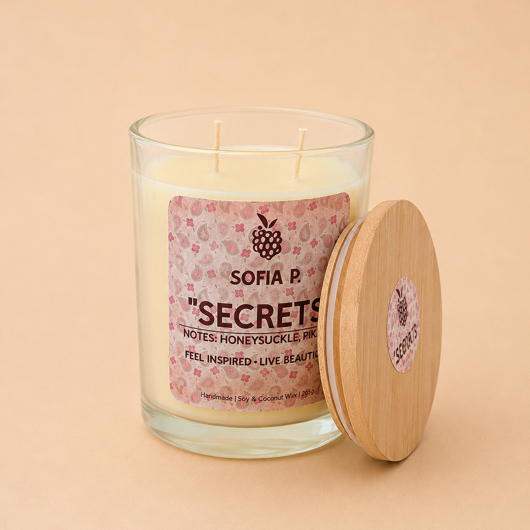 Candle "SECRETS" | Soy & Coconut Wax 2-Wick | 490g | Brand "Sofia P."