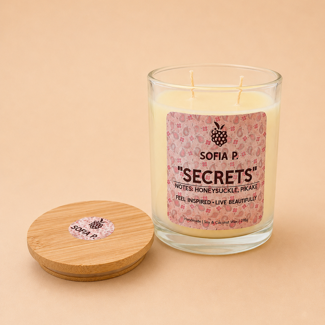 Candle "SECRETS" | Soy & Coconut Wax 2-Wick | 490g | Brand "Sofia P."