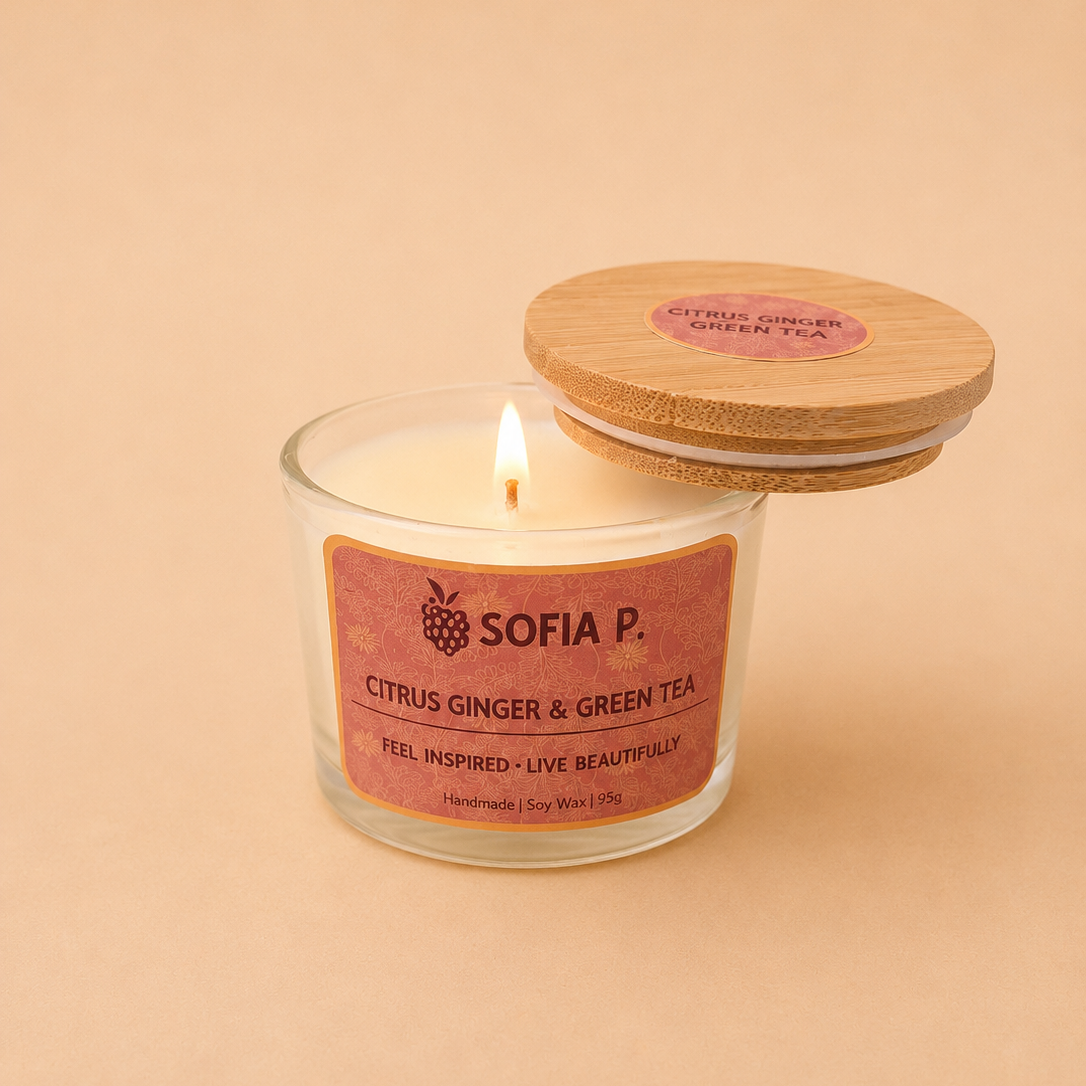 Candle "Citrus Ginger and Green Tea" | Soy Wax 1-Wick | 95g | Brand "Sofia P."