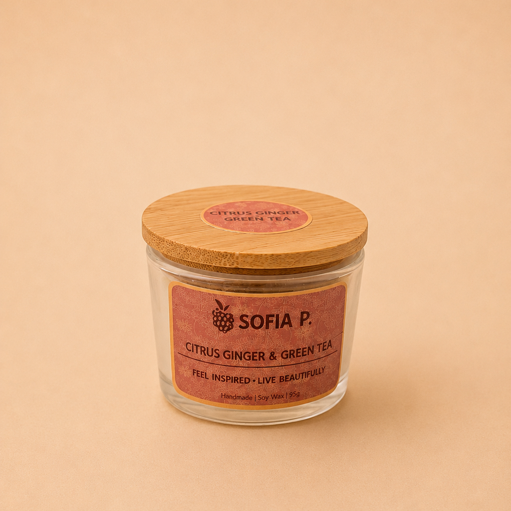 Candle "Citrus Ginger and Green Tea" | Soy Wax 1-Wick | 95g | Brand "Sofia P."