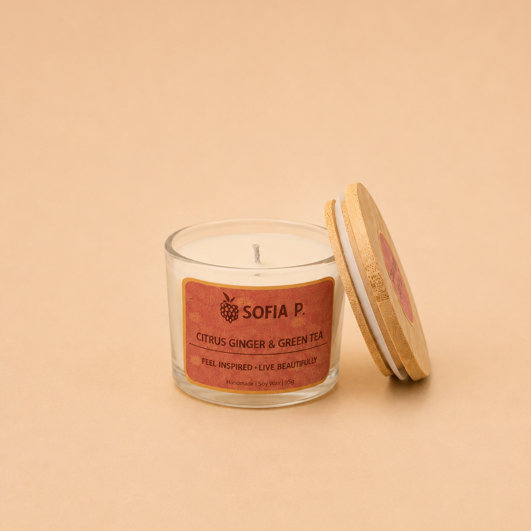 Candle "Citrus Ginger and Green Tea" | Soy Wax 1-Wick | 95g | Brand "Sofia P."