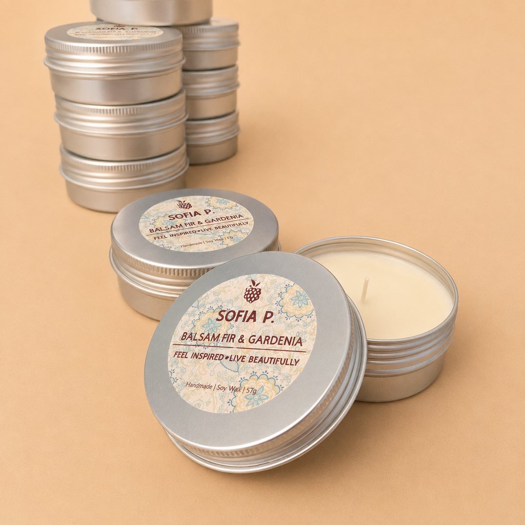 Candle "Balsam Fir and Gardenia" | Soy Wax 1-Wick | 57g | Brand "Sofia P."