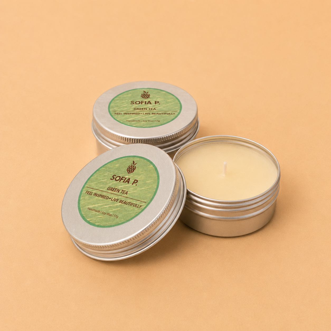 Candle "Green Tea" | Soy Wax 1-Wick | 57g | Brand "Sofia P."