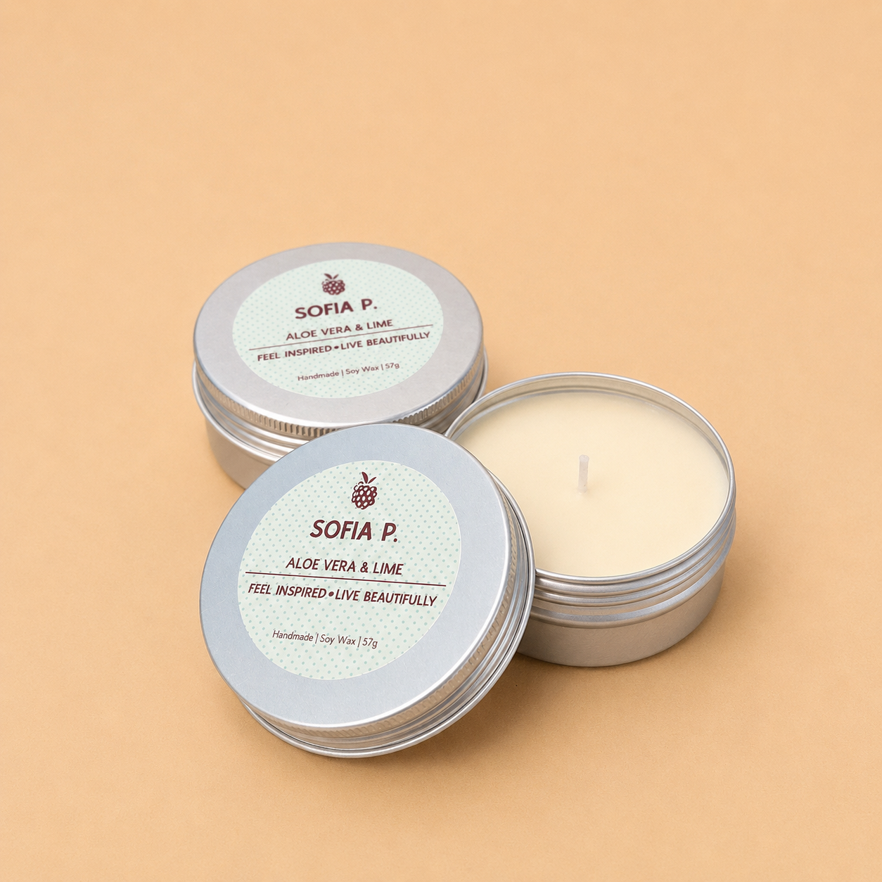 Candle "Aloe and Lime" | Soy Wax 1-Wick | 57g | Brand "Sofia P."