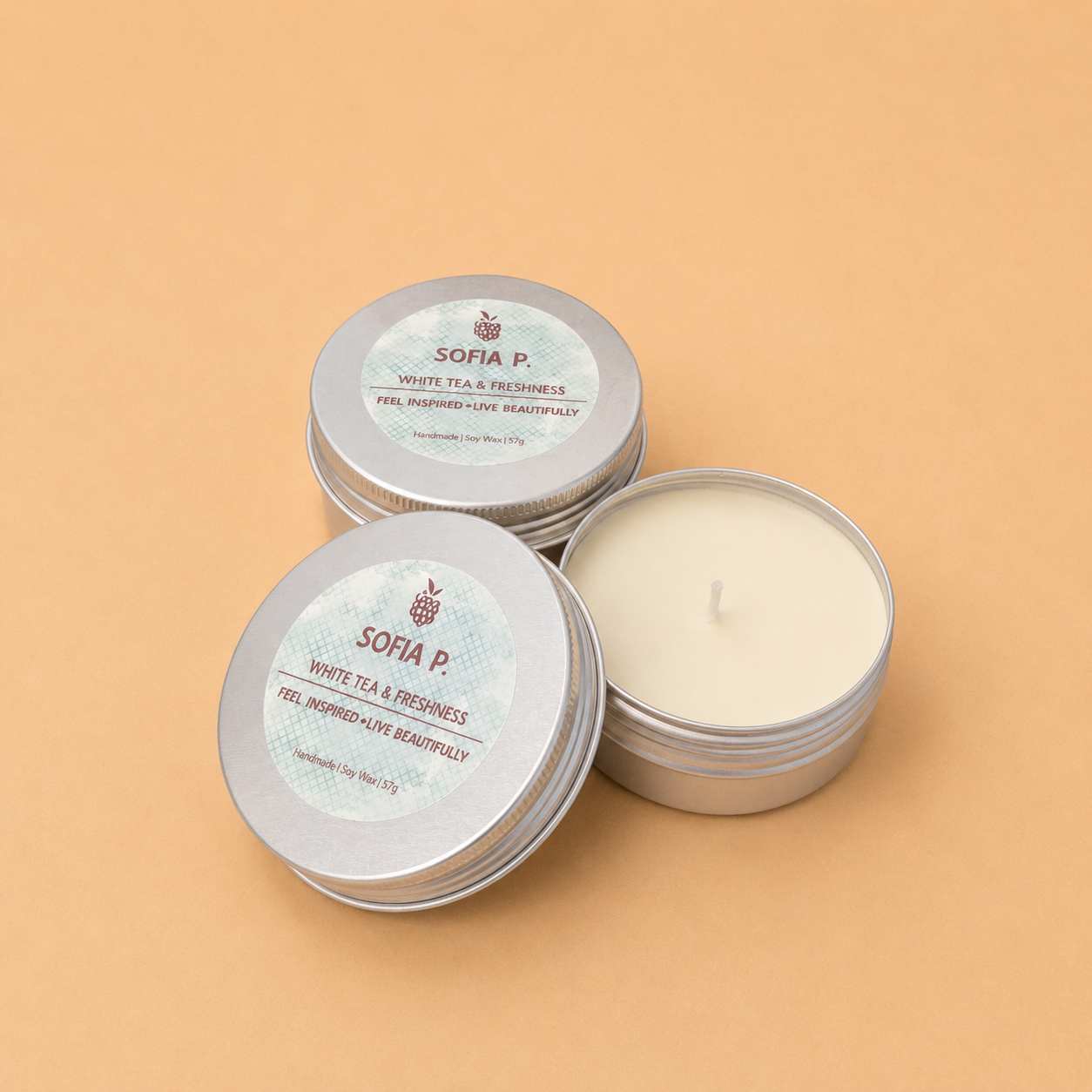 Candle "White Tea" | Soy Wax 1-Wick | 57g | Brand "Sofia P."