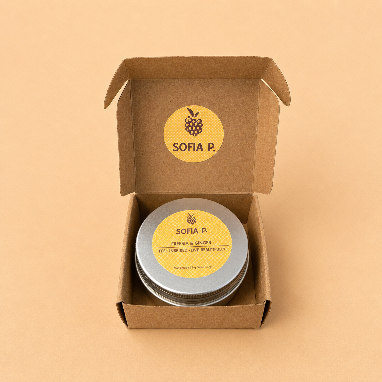 Candle "Freesia and Ginger" | Soy Wax 1-Wick | 57g | Brand "Sofia P."