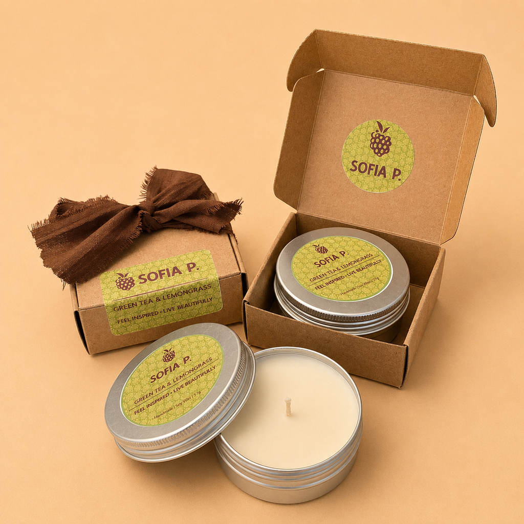 Candle "Green Tea & Lemongrass" | Soy Wax 1-Wick | 57g | Brand "Sofia P."