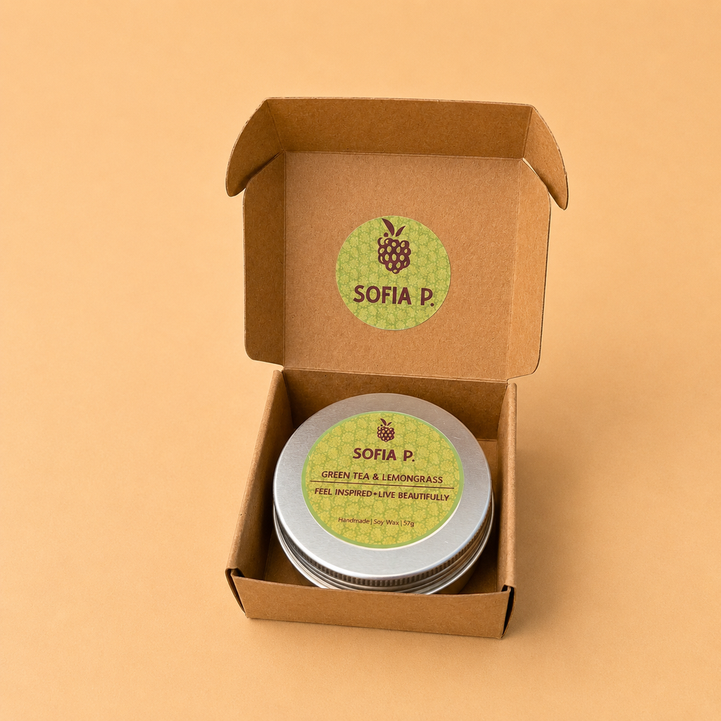 Candle "Green Tea & Lemongrass" | Soy Wax 1-Wick | 57g | Brand "Sofia P."