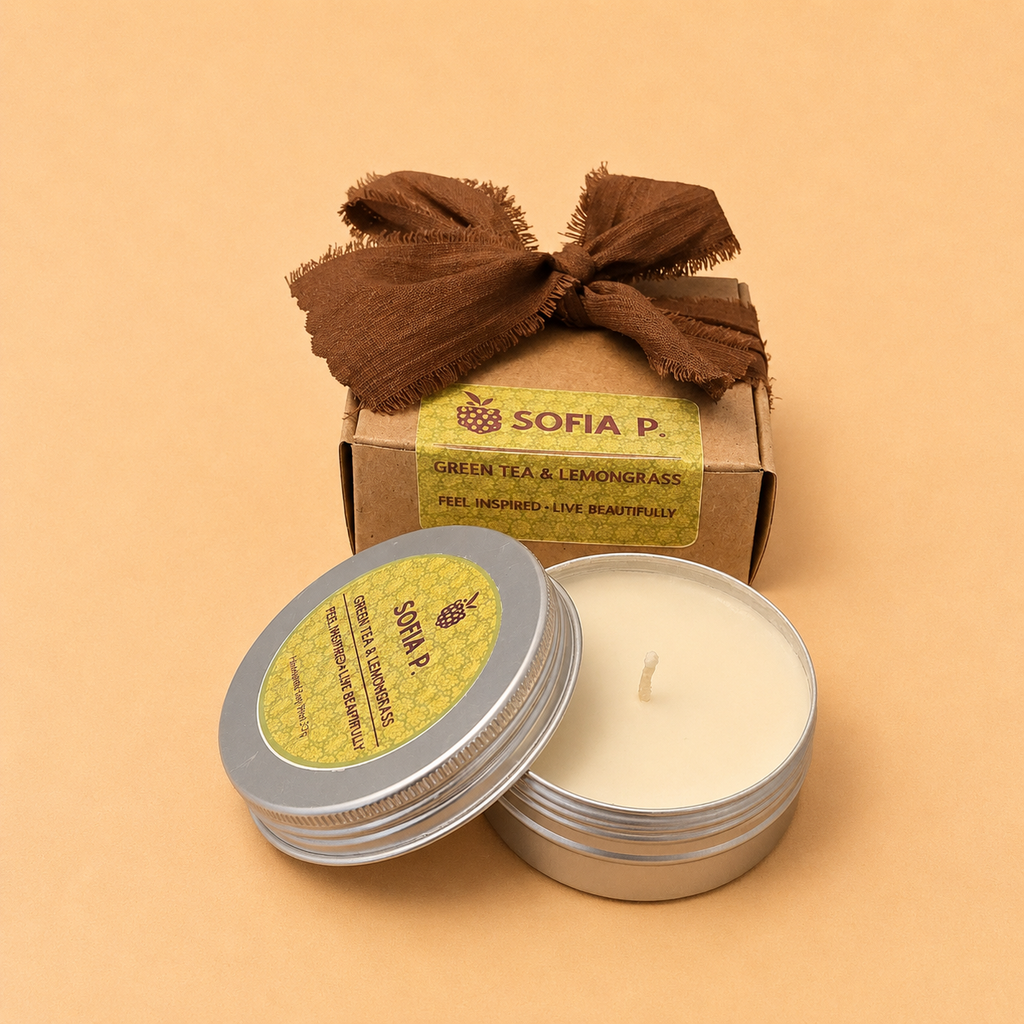 Candle "Green Tea & Lemongrass" | Soy Wax 1-Wick | 57g | Brand "Sofia P."