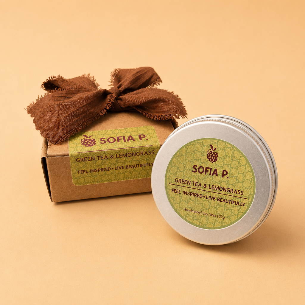 Candle "Green Tea & Lemongrass" | Soy Wax 1-Wick | 57g | Brand "Sofia P."