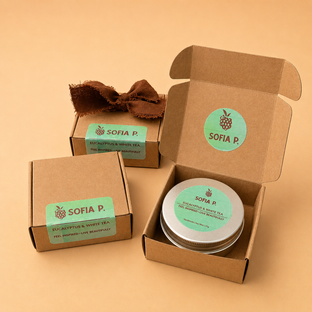 Candle "White Eucalyptus and White Tea" | Soy Wax 1-Wick | 57g | Brand "Sofia P."