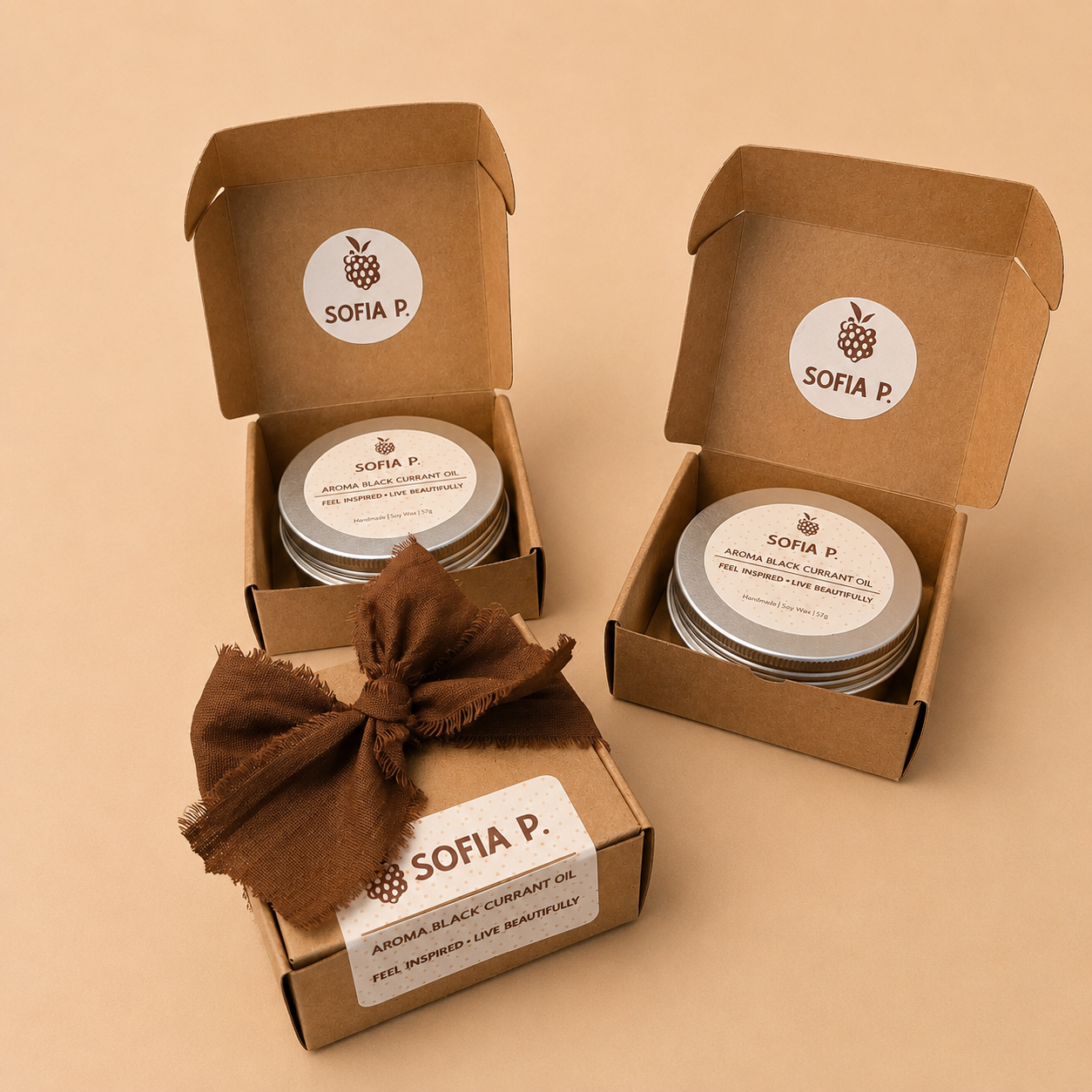 Candle "Aroma Black Currant Oil" | Soy Wax 1-Wick | 57g | Brand "Sofia P."