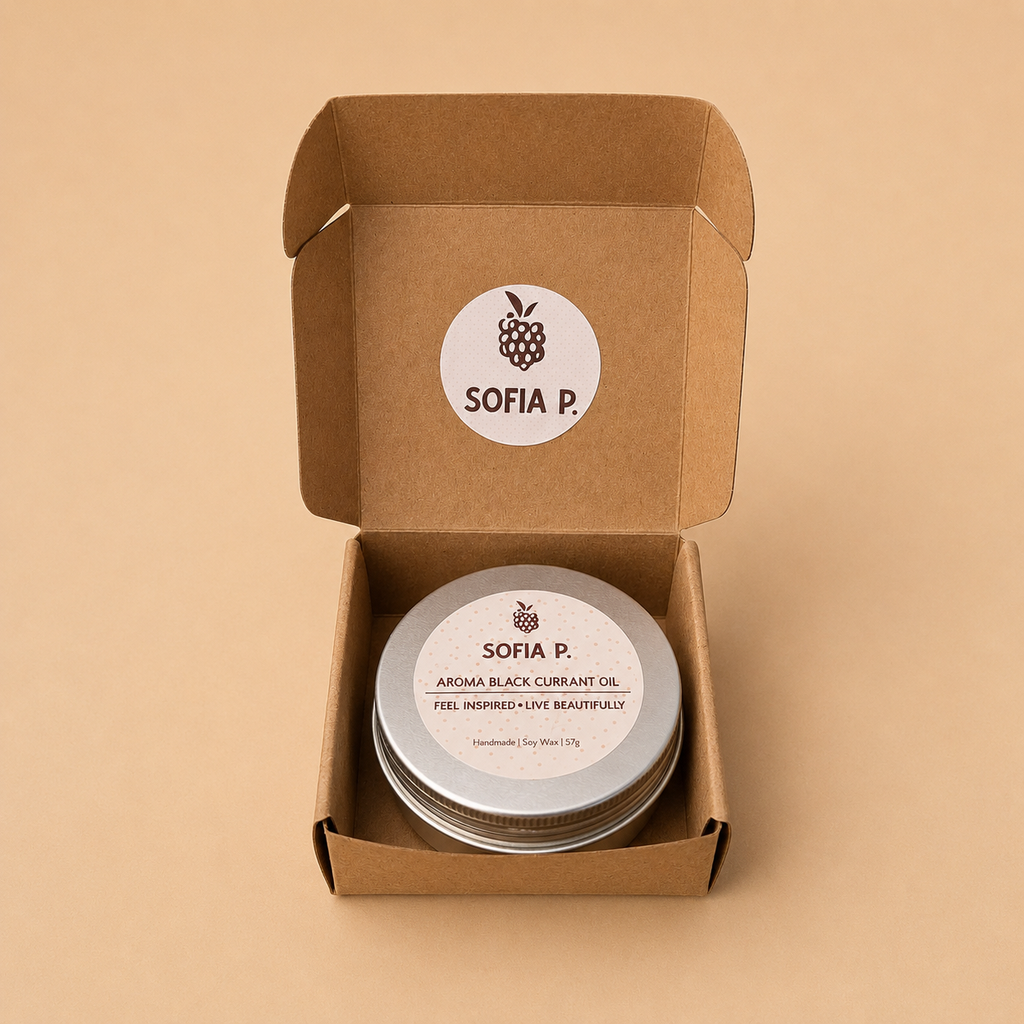 Candle "Aroma Black Currant Oil" | Soy Wax 1-Wick | 57g | Brand "Sofia P."