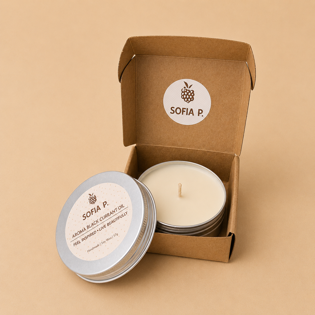 Candle "Aroma Black Currant Oil" | Soy Wax 1-Wick | 57g | Brand "Sofia P."