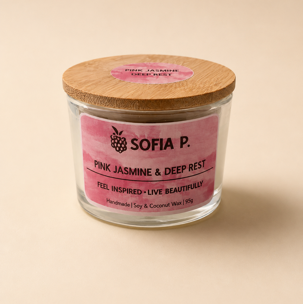 Candle "Pink Jasmine" Soy & Coconut Wax 2-Wick | 95g | Brand "Sofia P."
