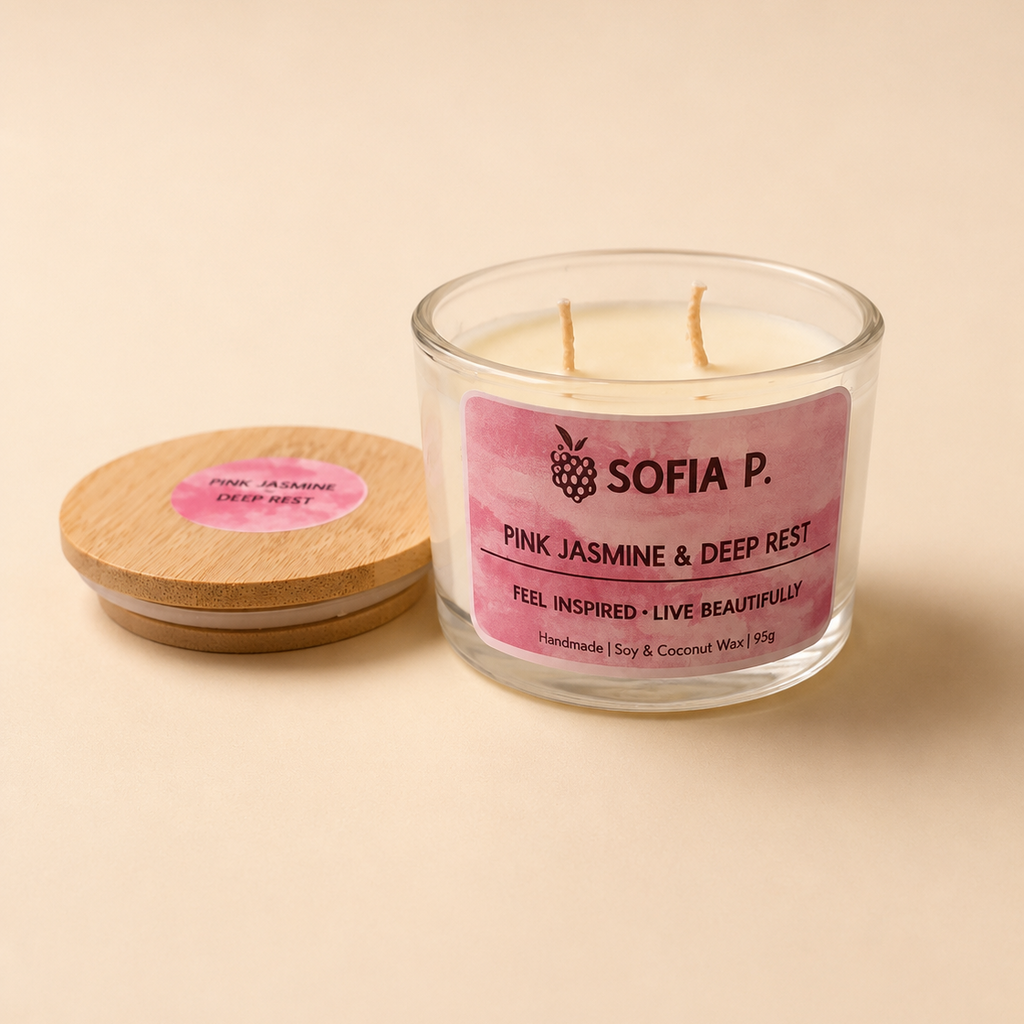 Candle "Pink Jasmine" Soy & Coconut Wax 2-Wick | 95g | Brand "Sofia P."