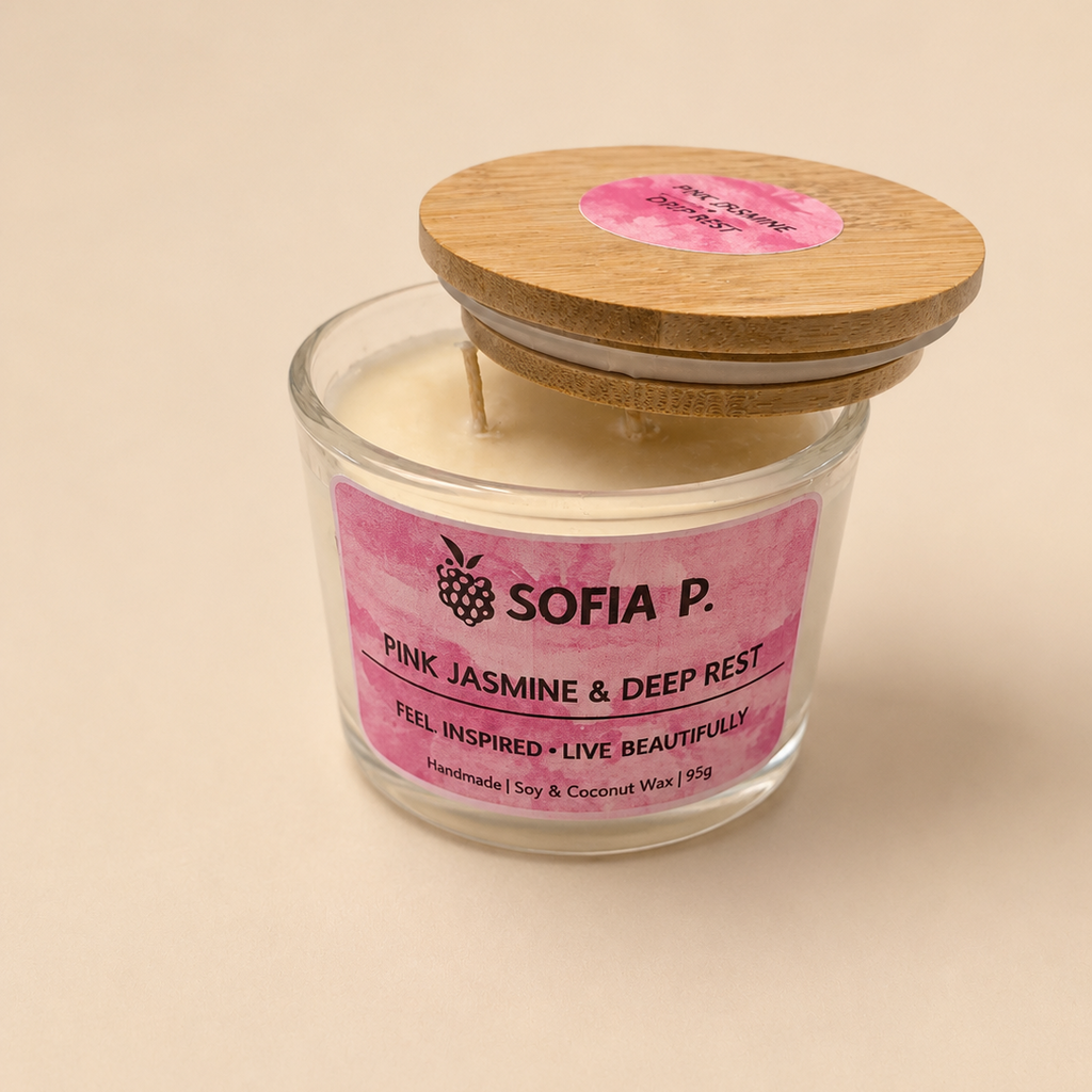 Candle "Pink Jasmine" Soy & Coconut Wax 2-Wick | 95g | Brand "Sofia P."