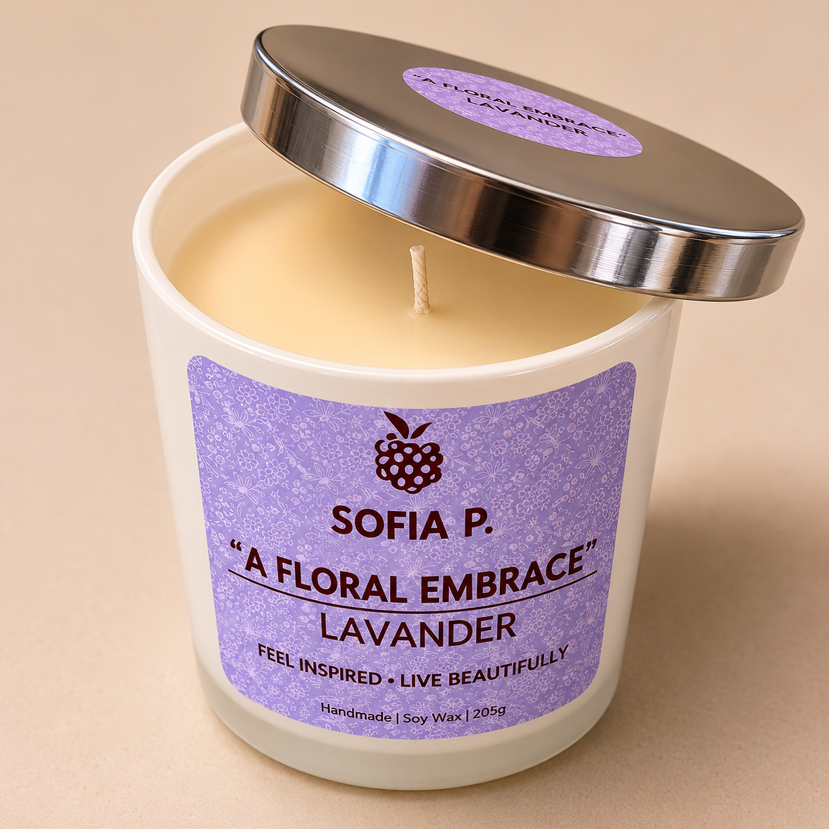 Candle "Lavender" | Soy Wax 1-Wick | 205g | Brand "Sofia P."