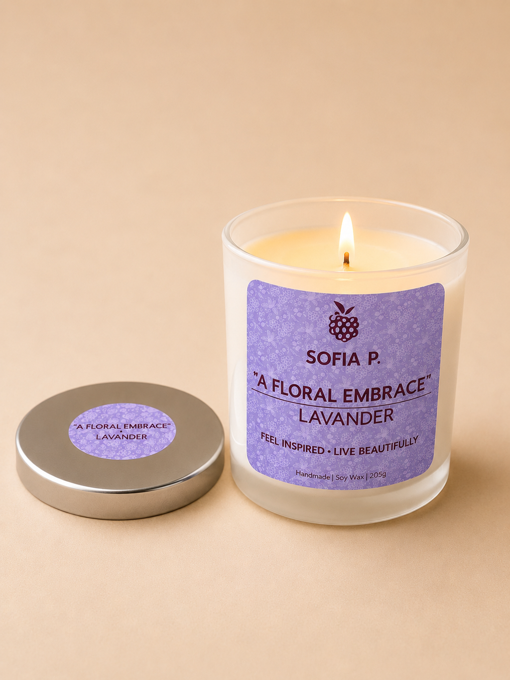 Candle "Lavender" | Soy Wax 1-Wick | 205g | Brand "Sofia P."