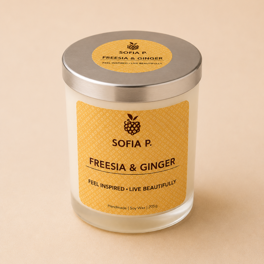 Candle "Freesia and Ginger" | Soy Wax 1-Wick | 205g | Brand "Sofia P."