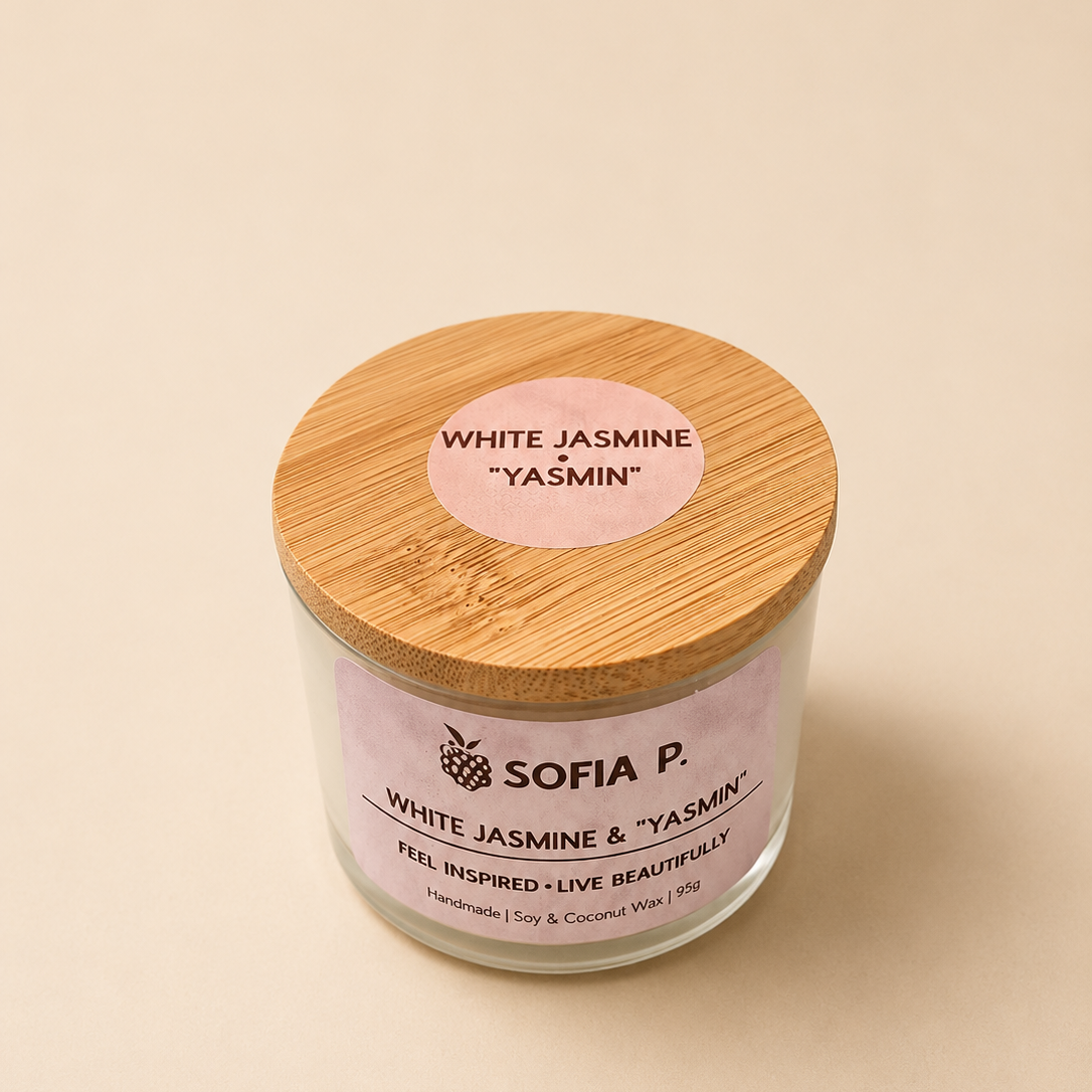 Candle "White Jasmine" Soy & Coconut Wax 2-Wick | 95g | Brand "Sofia P."