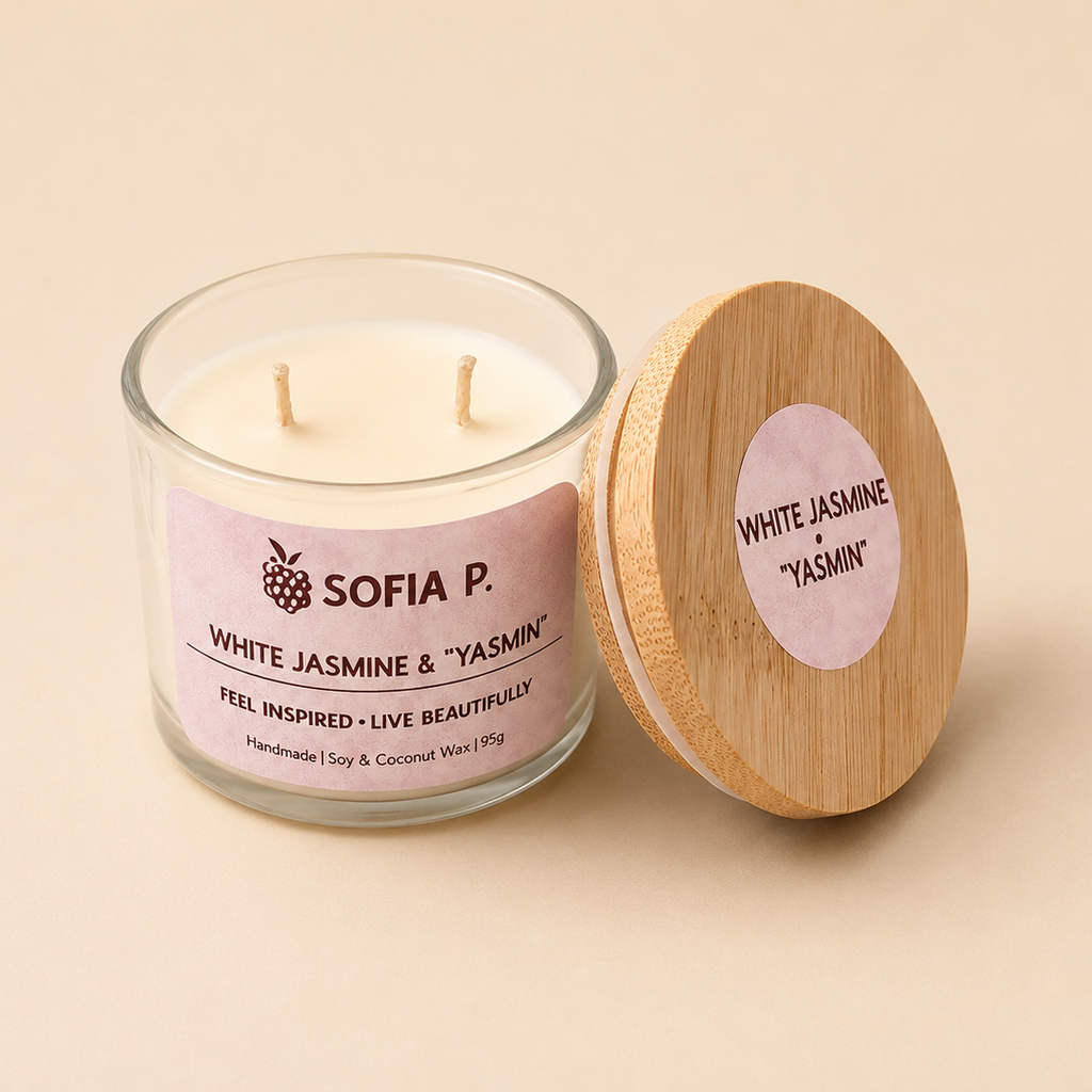 Candle "White Jasmine" Soy & Coconut Wax 2-Wick | 95g | Brand "Sofia P."