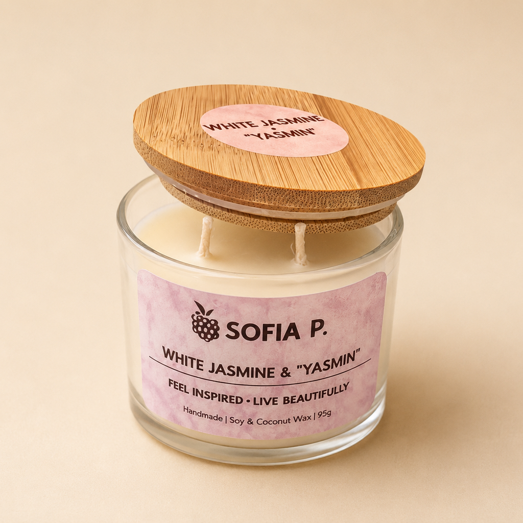 Candle "White Jasmine" Soy & Coconut Wax 2-Wick | 95g | Brand "Sofia P."