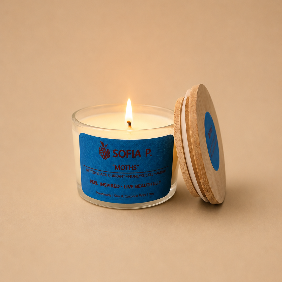 Candle "Moths" | Soy & Coconut Wax 1-Wick | 95g | Brand "Sofia P."